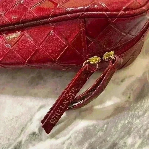 Estee Lauder Red Brick Beauty Makeup Travel Bag Cosmetic Case Purse Tote 13.5" - Picture 3 of 8